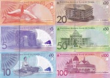 Tonga Set 6 UNC 2 20 50 100 (5 10 Polymer) Pananga 2023 2024 P 50 51 52 53 54 55 picture
