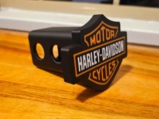 Harley-Davidson Bar Shield Orange Black Trailer Hitch Cover Plug 2 Inch Receiver picture