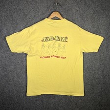 Vintage Grateful Dead Shirt XL Yellow 80s College Pardoy Budwesier Flower Power picture