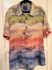 Guess Slim-Fit Button-up Shirt Short Sleeve Hawaiian Print Men's SMALL -Y2K 90's picture