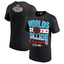 SUPER HOT Men's Black WWE/AAA/NXT Worlds Collide 2026 Chicago Shop T-Shirt picture