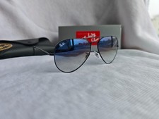 RAY-BAN RB3026 Aviator Sunglasses 62MM Gradient Blue Lens/Black Frame picture