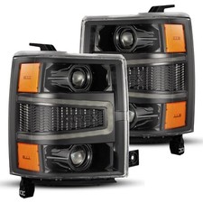 For 14-15 Chevy Silverado 1500 Alpharex Luxx Alpha Black LED Projector Headlight picture