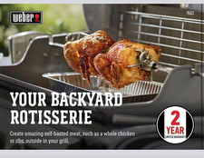 Weber 7652 Rotisserie for Genesis II Grills 22 in Chrome Silver/Black SS picture