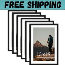 13X19 Picture Frame Set of 6, Display Pictures 11 X 17 with Mat or 13 X 19 witho picture