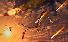 Quetzalcoatlus try to avoid meteorites during the Paleogene- Cretaceous picture
