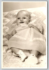 c1910s Baby Smiling Wearing Dress Real Photo picture
