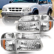 Headlight Assembly 95-01 Ford Explorer/97 Merc Mountaineer 4pcs Chrome Amber picture