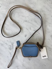Coach Pacific Blue Multi Colorblock Geometric Mini Crossbody Zip, Gold Hardware picture