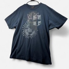 Structure Mens Graphic T-Shirt XL Navy Blue Cotton Compass Shield Print Tee picture