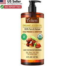 Yoken USDA Organic Jojoba Oil 8oz Cold Pressed Pure Natural Body Skin FROM USA picture
