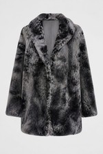 1950s Grey Fur Rabbit Coat Women's Below-Knee Luxury Outerwear picture