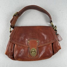 VTG Coach Legacy Ali Flap Shoulder Bag Brown Leather Turnlock 65th Anniv 10329 picture