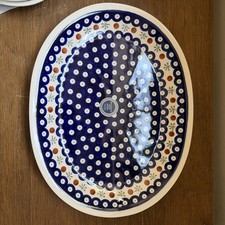 Dot Polish Pottery Oval Serving Platter by Zaklady Boleslawiec Poland 14” Poland picture