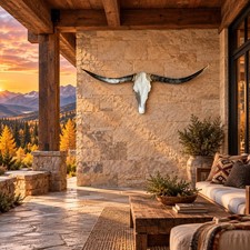 Genuine Longhorn Skull 51” Wide Black Gray Horns Western Ranch Wall Decor picture