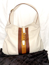 Authentic Vintage Gucci Web Jackie O Bouvier White Leather Hobo, Large (2005) picture