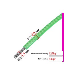 A2 Stainless Steel Wire Rope Cable PVC / Nylon Coated Colorful 1.5mm to 6mm picture