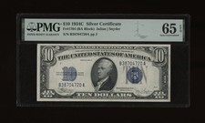 DBR 1934-C $10 Silver Gem Fr. 1704 PMG 65 EPQ Serial B38704720A picture