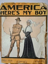 America Here's My Boy Sterling Lange Piano Voice Sheet Music Antique 1917 picture