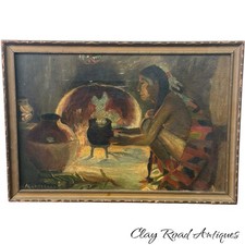 antique oil painting Indian after Eanger Irving Couse 1929 framed nice looking picture