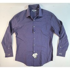 DKNY Mens Slim Fit Natural Stretch Dress Shirt Purple 16.5 34/35 NEW picture