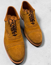 Allen Edmonds Men's Brown Suede Brogue Medallion Cap Toe Lace-Up Oxfords picture