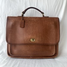 Vintage Coach Colebrooke Case 5181 British Tan Leather Bag Made In USA 1996 picture