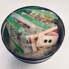 Vtg Antique Estate Button Lot 3+ lbs Bulk Tin Cards Mother of Pearl Military picture