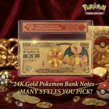 🏆 YOU PICK Pokemon Gold Bank Note Charizard Sylveon TCG Collectible TCG Gift picture