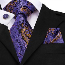 Mens Woven Wedding Ties 100 Colours Paisley Floral Solid Necktie Handkerchief Se picture