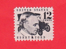VTG 1968 HENRY FORD STAMP FOUNDER OF FORD MOTOR CO. CAR UNUSED 12c POSTAGE MNH picture