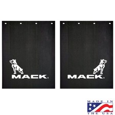 MACK LOGO Mud Flaps Poly-Rubber  24” X 30” MACK Logo (pair) Black/WHITE picture