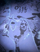 Ozzy Osbourne All-Over Graphic Blue Men's XL Preshrunk Cotton Tee All Sport picture