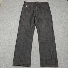 Red Ape Jeans Mens 34x32 Gray Dark Wash Regular Straight Denim Embroidered Pants picture