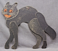 1930's Beistle Double Side Die Cut Halloween Decoration Jointed Black Cat picture