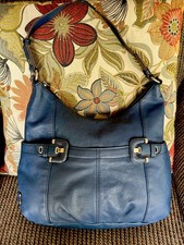 Vintage Tignanello Navy Leather  Shoulder Purse picture