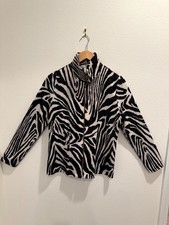 Exclusively Misook Zebra Print Textured Zip Front Jacket XS picture