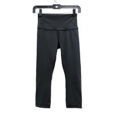Wmns LULULEMON Solid Black Wunder Under Crop High Rise Athletic Leggings Sz 6 picture
