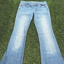 Vintage Y2K American Eagle Real Flare Jeans Womens 2 25x30 Blue Denim Light Wash picture