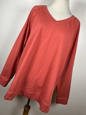 D&Co Denim & Co Active 1X Shirt Top Spice Orange V Neck Long Sleeve Stretch D1 picture