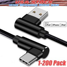  New 90 Degree Fast Charge USB-C to USB-A Cable Type C Charger Cord Charging LOT picture