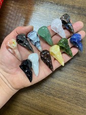 50pc Natural Mixed Quartz hand Carved Bird skull crystal Reiki heal gift Random picture