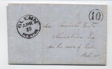 1851 Glenn NY stampless letter black CDS and 10 rate in circle to LA [k.1500] picture