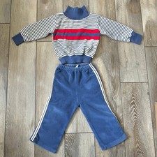 Vintage Health Tex Boys 24 Months Top & Pants Set Damaged Blue White Red picture