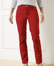 NWT Talbots Signature Women’s Size 12 Red Cotton Blend Velveteen Pant picture
