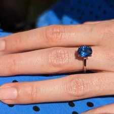 Solitaire Women's Oval Cut 2.20ct Natural Blue Sapphire Ring In 14K White Gold picture
