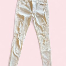 American Eagle Outfitters cream distressed skinny jeans #distressed #denim picture