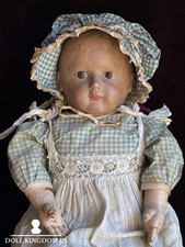 Rare Antique American 22” Gertrude Rollinson Oil Painted Cloth Baby Doll picture