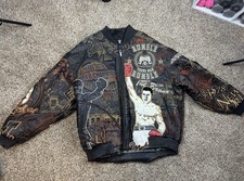 Adidas Al Wissam Muhammad Ali Leather Jacket The GOAT Black Embroidered Large L picture
