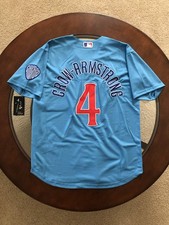 sNWT Pete Crow-Armstrong Cubs Men's Medium Light Blue Home Jersey Stitched #4 picture